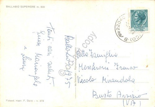 Cartolina Ballabio Superiore Panorama 1975