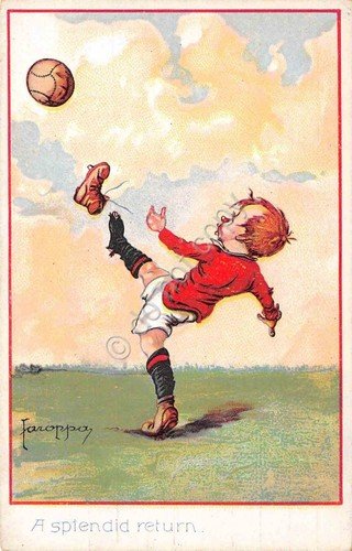 Cartolina bambino che gioca a calcio illustrata Faroppa umoristica football | Immagine principale
