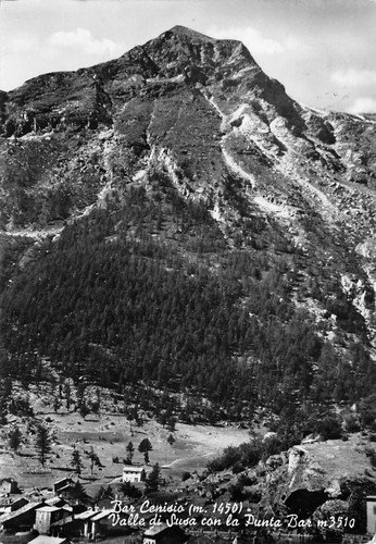 Cartolina Bar Cenisio Valle di Susa con Punta Bar 1954