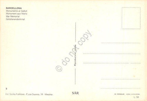 Cartolina Barcellona Messina Monumento ai Caduti case | Immagine Gallery 2