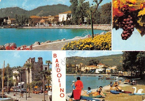 Cartolina Bardolino vedute spiaggia uva centro 1969 (Verona) | Immagine principale
