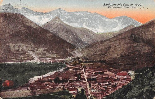 Cartolina Bardonecchia panorama illustrata 1930 | Immagine principale