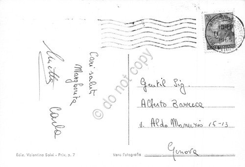 Cartolina Bardonecchia panorama parziale con neve 1965