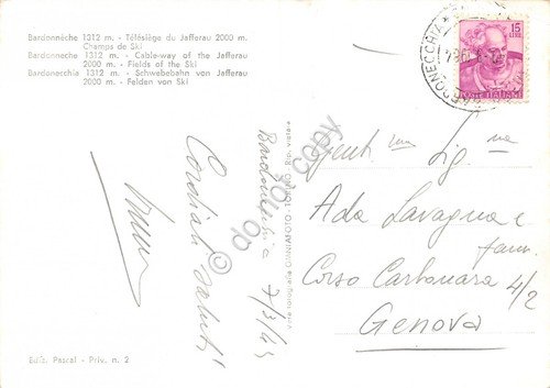 Cartolina Bardonecchia Seggiovia del Jafferau campi di sci sciatori 1963 | Immagine Gallery 2