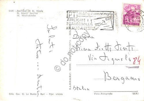 Cartolina Bari Basilica San Nicola 1963
