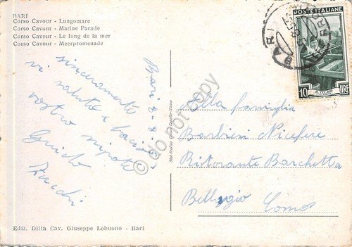 Cartolina Bari Corso Cavour Lungomare 1953 | Immagine Gallery 2