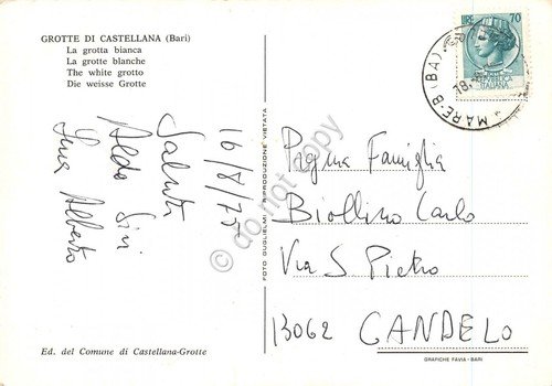 Cartolina Bari Grotte di Castellana Grotta bianca 1975 | Immagine Gallery 2