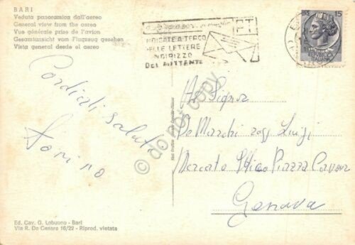 Cartolina Bari panorama aerea