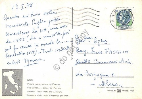 Cartolina Bari Panorama aereo 1978 | Immagine Gallery 2