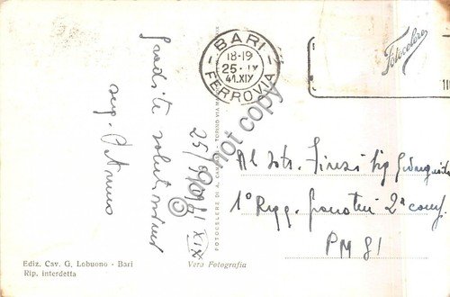 Cartolina Bari Poste e Telegrafi Palazzo di Giustizia Fotocelere 1941