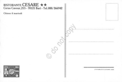 Cartolina Bari Ristorante Cesare vedute varie interno anni '80