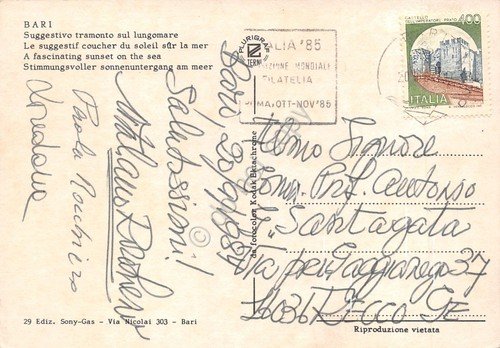 Cartolina Bari Tramonto sul lungomare 1985 | Immagine Gallery 2