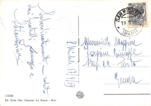 Cartolina Bari Via Vittorio Veneto Notturno 1959