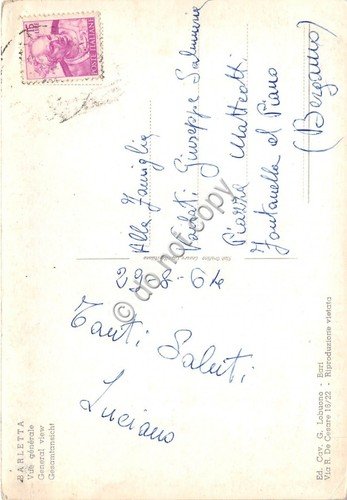 Cartolina Barletta Panorama anni ' 60
