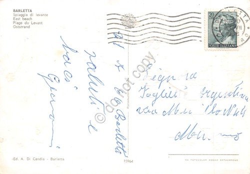 Cartolina Barletta spiaggia di levante stabilimenti animata 1958 | Immagine Gallery 2