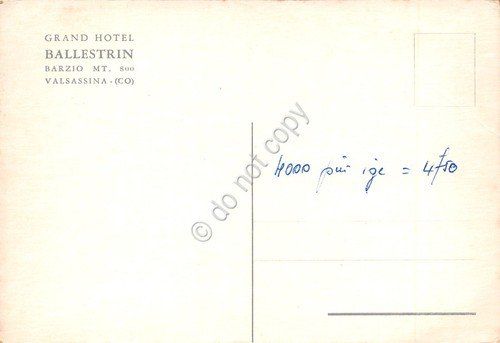 Cartolina Barzio Grand Hotel Ballestrin illustrata | Immagine Gallery 2