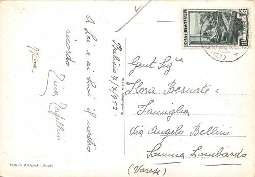 Cartolina Barzio Panorama Pasturo e Baiedo 1952