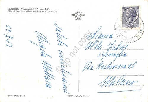 Cartolina Barzio Valsassina Panorama 1956