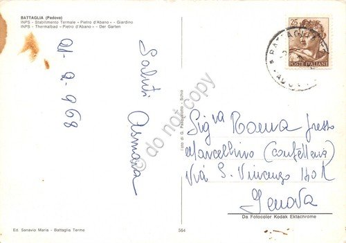 Cartolina Battaglia Padova INPS Stabilimento termale Pietro d' Abano giardino | Immagine Gallery 2