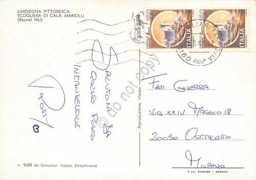 Cartolina Baunei Nuoro Scogliera di Cala Mariolu 1984 | Immagine Gallery 2