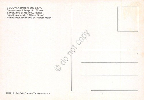 Cartolina Bedonia vedute albergo U. Rissu (Parma)