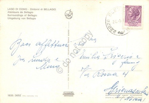 Cartolina Bellagio Lago di Como dintorni imbarcazione animata anni '70 | Immagine Gallery 2