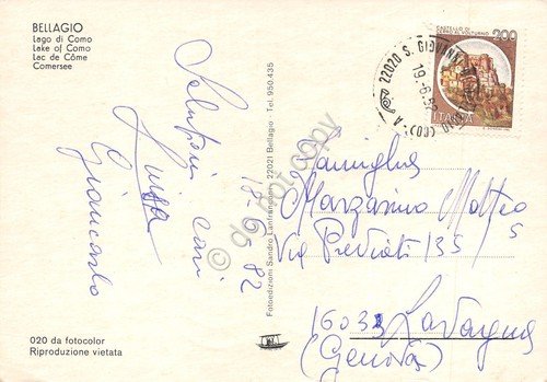 Cartolina Bellagio Lago di Como vista angolare edifici lago barche … | Immagine Gallery 2