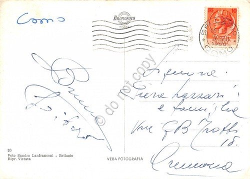 Cartolina Bellagio panorama con montagne anni '50