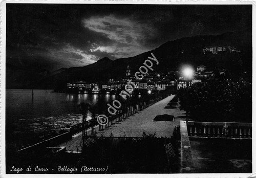 Cartolina Bellagio panorama notturno 1952 (Como) | Immagine principale