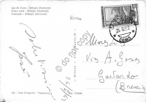 Cartolina Bellagio panorama notturno 1952 (Como) | Immagine Gallery 2