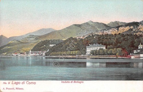 Cartolina Bellagio veduta Lago di Como n.9 illustrata | Immagine principale