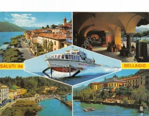 Cartolina Bellagio vedute e Freccia del Lago 1983 (Como)