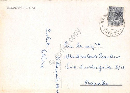 Cartolina Bellamonte panorama animata 1959 (Trento) | Immagine Gallery 2