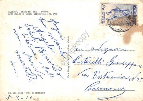 Cartolina Bellano Albergo Terme 1960 grinza