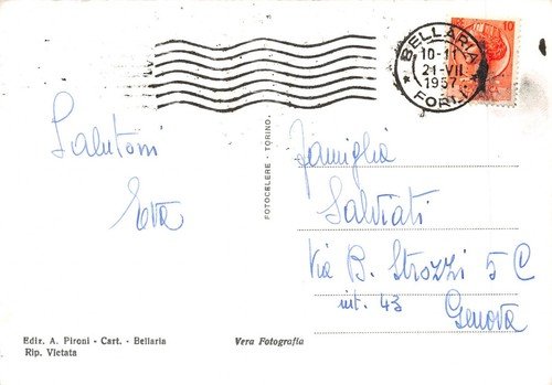 Cartolina Bellaria Lungomare animata 1957