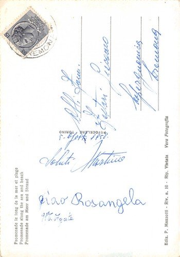 Cartolina Bellaria Lungomare spiaggia 1958