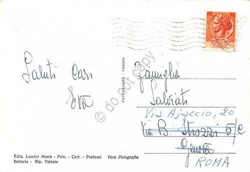 Cartolina Bellaria Passeggiata a mare spiaggia animata colorata 1956 | Immagine Gallery 2