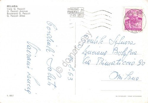 Cartolina Bellaria Via Pascoli Hotel Splendid 1963 | Immagine Gallery 2