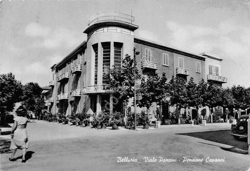 Cartolina Bellaria Viale Panzini Pensione Capanni 1955 | Immagine principale