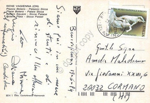 Cartolina Bene Vagienna Piazza Botero Palazzo Sicca 1994 | Immagine Gallery 2
