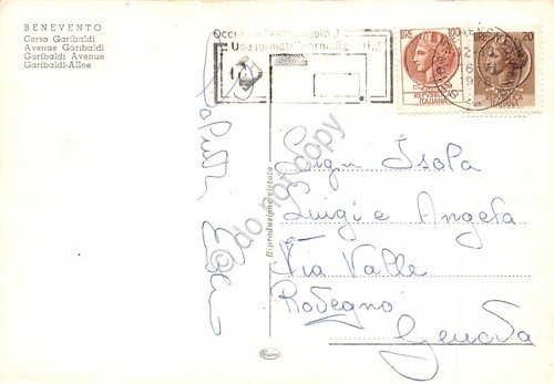 Cartolina Benevento Corso Garibaldi Pirelli animata timbro targhetta 1978 | Immagine Gallery 2