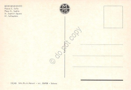 Cartolina Benevento Piazza S. Sofia dall'alto auto case chiesa anni … | Immagine Gallery 2