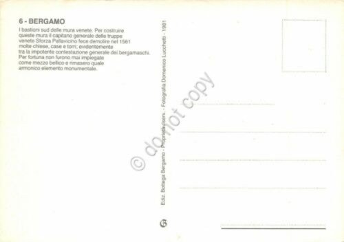 Cartolina Bergamo Bastioni sud delle mura venete