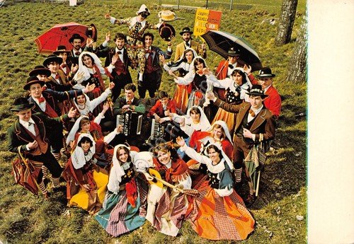 Cartolina Bergamo Gruppo folkloristico Arlecchino Dir Orlando Marisa musica
