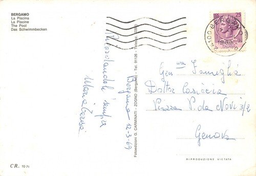 Cartolina Bergamo Piscina 1969