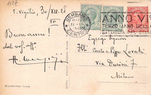 Cartolina Bergamo Portale di S.M. Maggiore anni '20