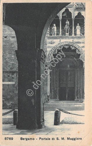 Cartolina Bergamo Portale S. Maria Maggiore