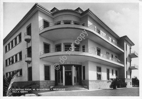 Cartolina Bergamo Villa Quies Cliniche Prof Gavazzeni 1939 | Immagine principale