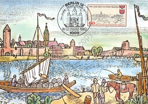 Cartolina Berlin 750 Jahr Feier der Stadt Spandau timbro filatelico … | Immagine principale