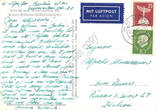 Cartolina Berlin beitrag zum Wiedersufbau der Kaise Wilhelm Gedachtniskirche | Immagine Gallery 2